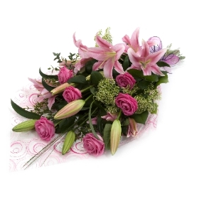 Pink Rose and Lily Bouquet